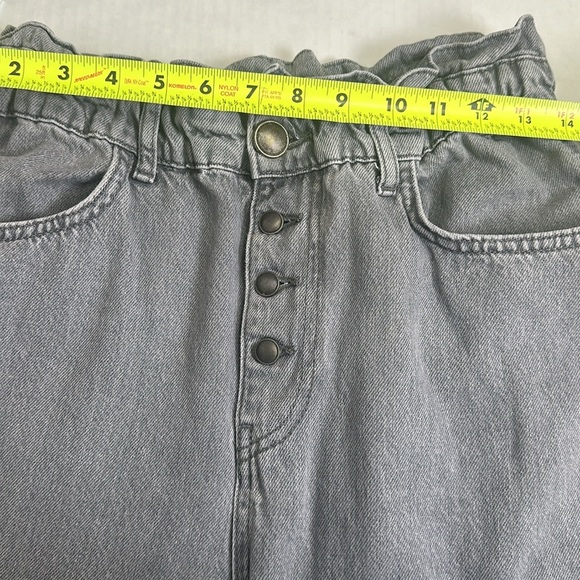 Zara Paperbag Baggy Balloon Leg Grey Button Fly Cotton Denim Jeans Womens Size 6 - Picture 11 of 13